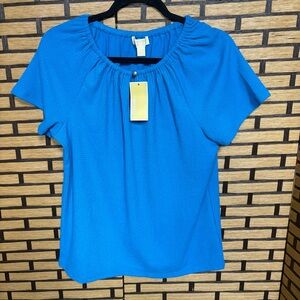 MICHAEL Michael Kors Blue Short Sleeve‎ Blouse Size Small